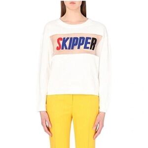 Sandro SKIPPER SHEER-PANEL COTTON SWEATSHIRT IN ECRU Size 1 (Small)